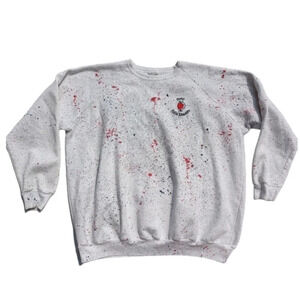 Vintage White Splatter Crewneck Sweatshirt Huron  Public Education Size XL Apple